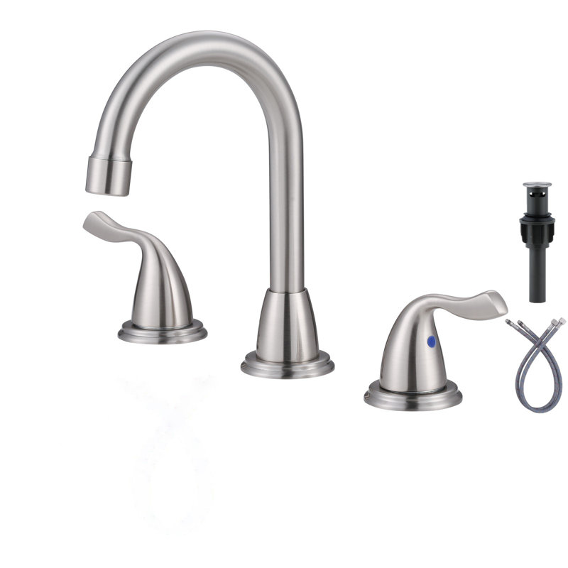 2-handle Bathroom Faucet with Drain Assembly, Brushed Nickel