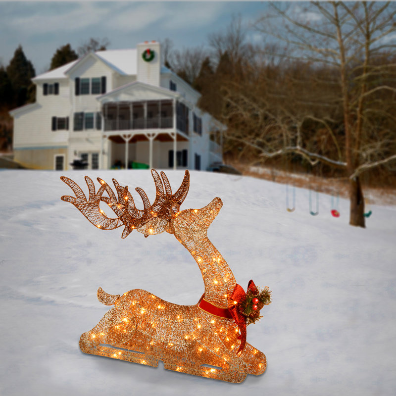 The Holiday Aisle® 31in. Resting Reindeer with LED Lights