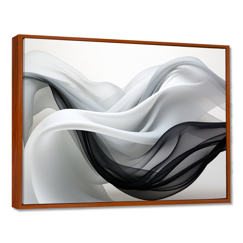 «Streams liquides» - art mural vagues, Toile avec cadre flottant brun, H 34 po x l 44 po x P 1,5 po