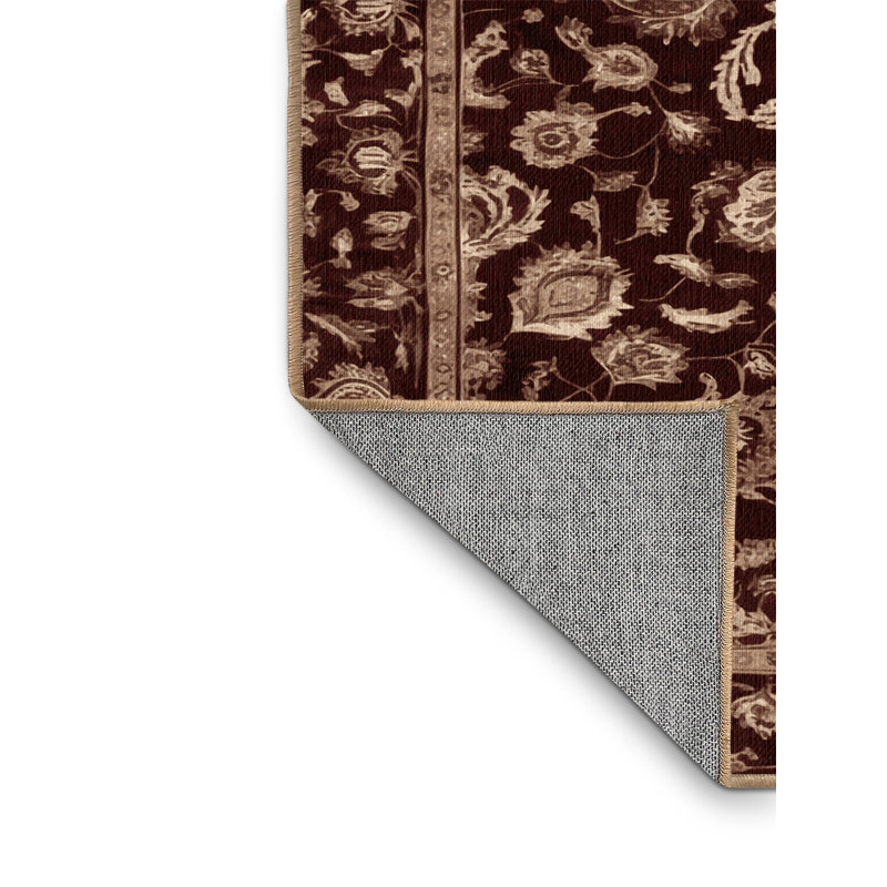 Tapis brun turc lavable à la machine, Rond 4 pi