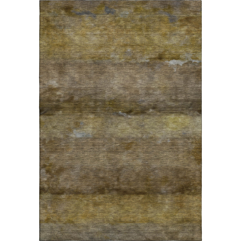 Premium Machine Washable Mayfield AMF2311 Stripes Rug, 9' x 12', Brown