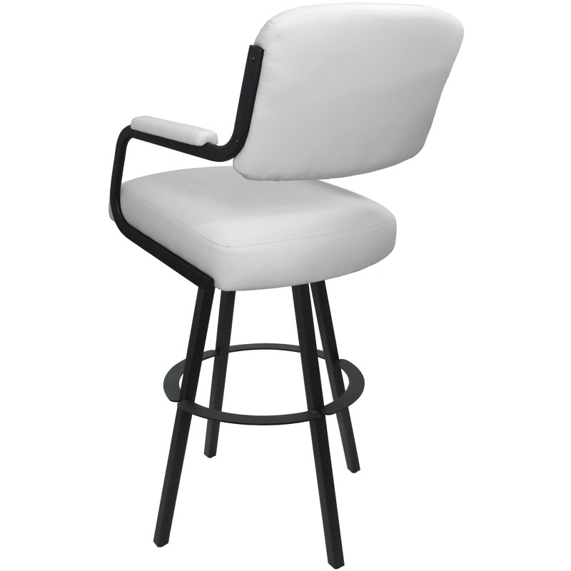 Tabouret de bar pivotant Kambria, Vinyle blanc / cadre gris