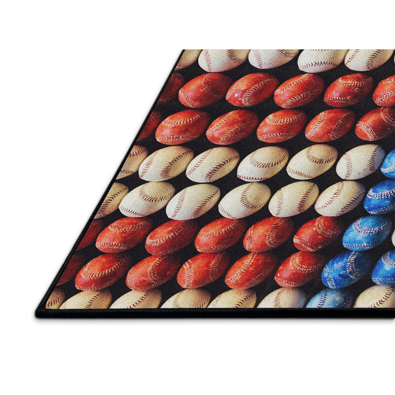 Tapis bleu / rouge / blanc, Rectangle 5 pi x 7 pi