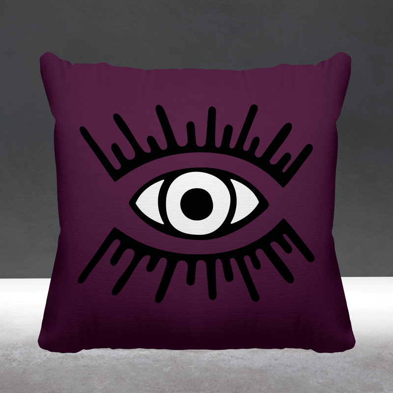 Coussin intérieur / extérieur Miranda Evil Eye, L 19 po x H 19 po, Mauve