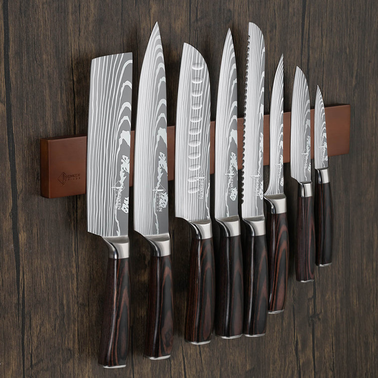 Senken Knives Porte-couteaux magnétique en bois d'acacia - Support