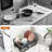 Extendable Dish Rack with Drainboard V Shaped Slot Rustproof Large Capacity Design for Apartments RVs and Small Kitchens