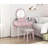 Intriguing Pink Vanity Dresser With Mirror And Stool - Bedroom Part For Spacious Storage Solution-2133717330