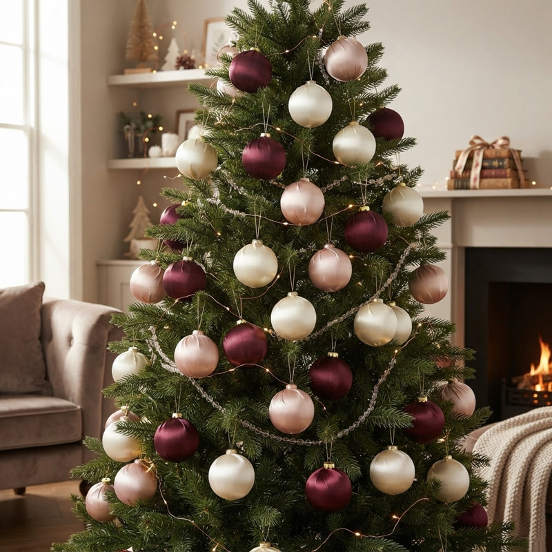 15 pièces / ensemble de décoration de sapin de Noël suspendu en boule de Noël de 3,2 pouces, Blanc/rouge