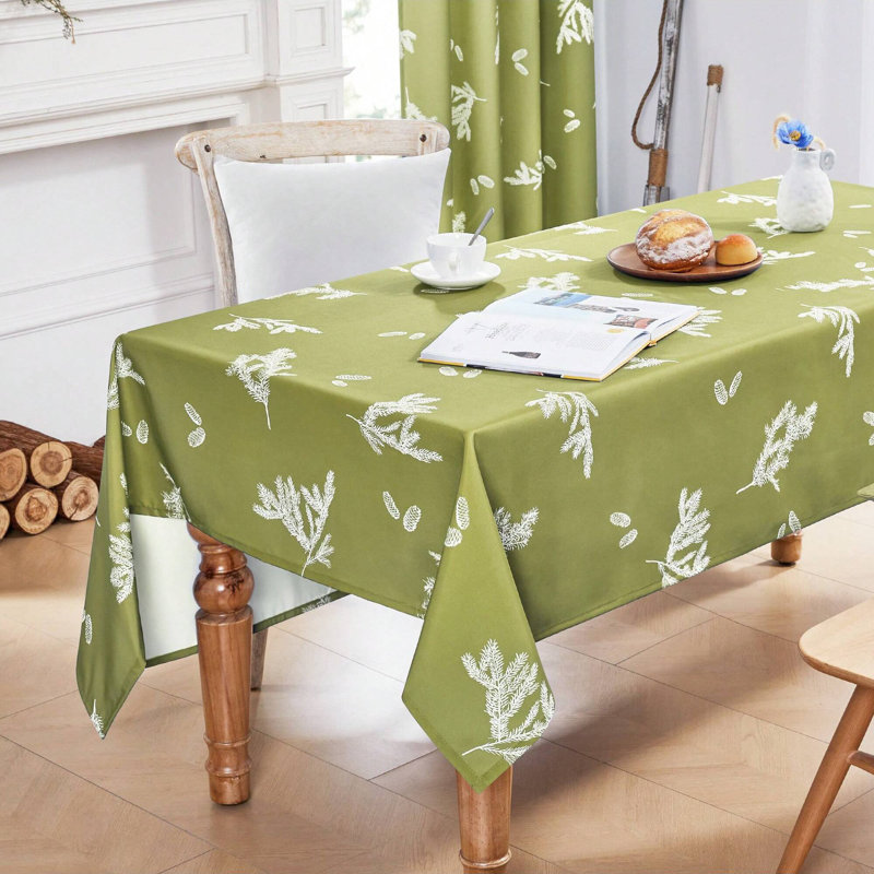 Leaf Patterned Tablecloth, 1 PCS, Blue, 60" x 84"
