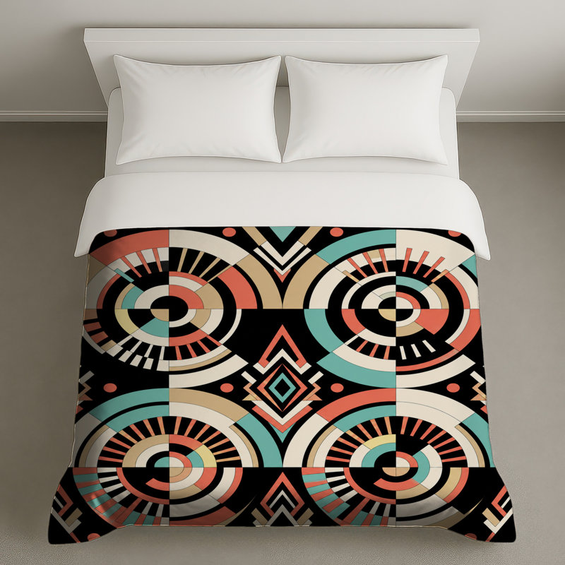 Housses de couette à cercles géométriques rétro, King