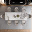 Ensemble de table de salle à manger extensible en fritté de 94,5 po avec 8 chaises en similicuir, ensemble de salle à manger de luxe moderne 9 pièces avec base en U en acier inoxydable-1452195930-1452195929