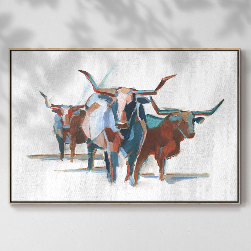 Longhorns modernes I, H 17 po x l 25 po x P 2 po, Naturel