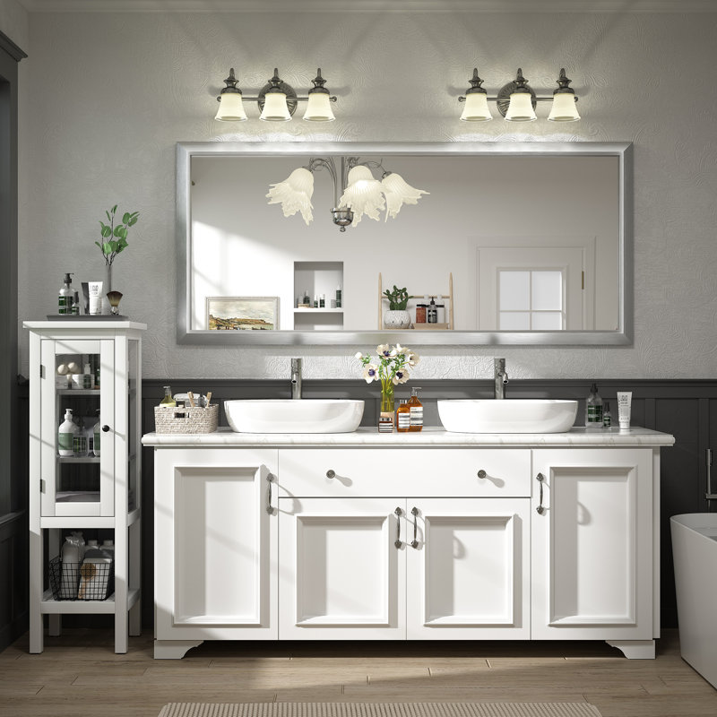 Miroir mural Amara, 72 po x 32 po, Argent brossé