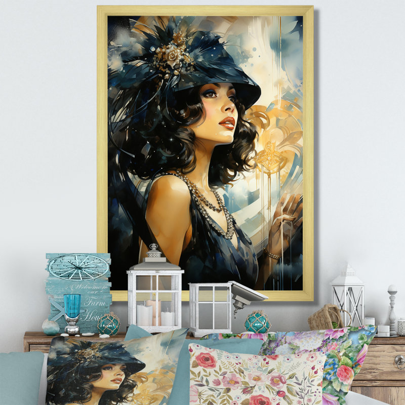 «Guthir Fashion 1920S Roaring Portrait I», H 40 po x l 30 po x P 1,5 po, Or