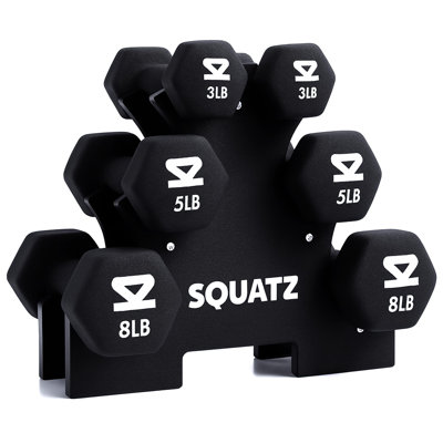 Ensemble d'haltères en néoprène avec support Squatz