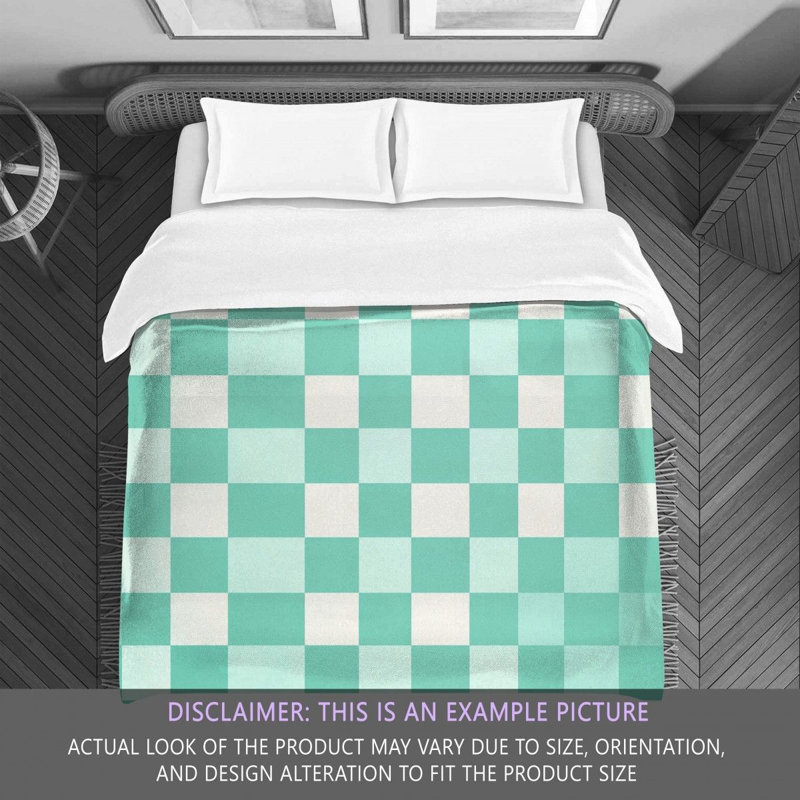 Checkered Comforter, Twin Extra Long Comforter, Turquoise/White Checkered