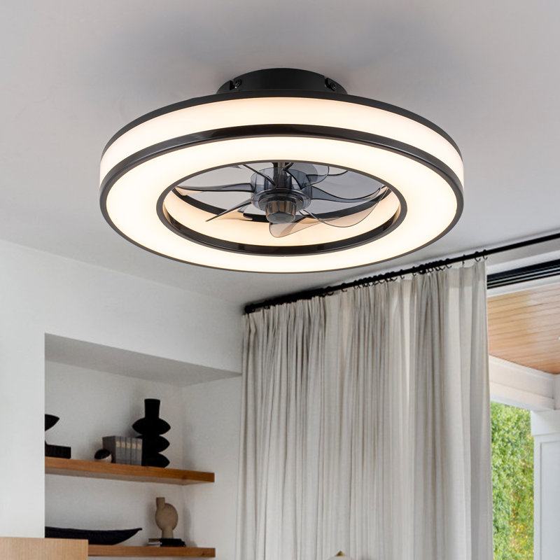Dimmable Rgb Led Flush Mount Fan With APP and Remote