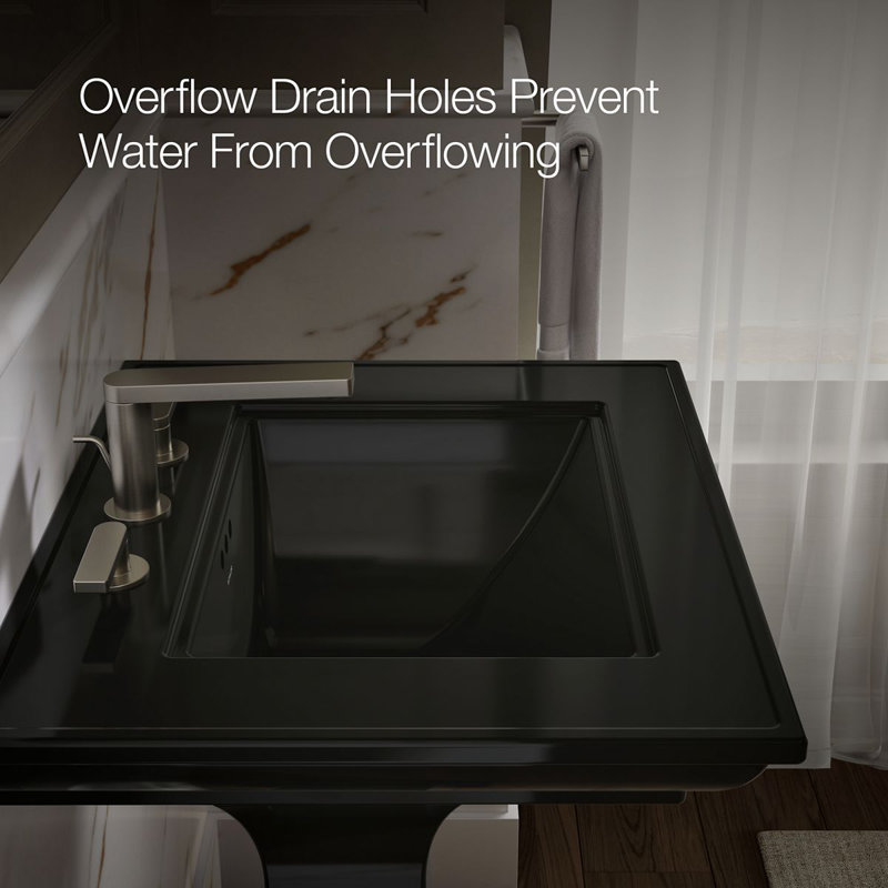Memoirs® Stately 24" Pedestal Bathroom Sink with 4" Centerset Faucet Holes, Black, 8" Centers, 34.75" H x 20.5" W x 24.5" L
