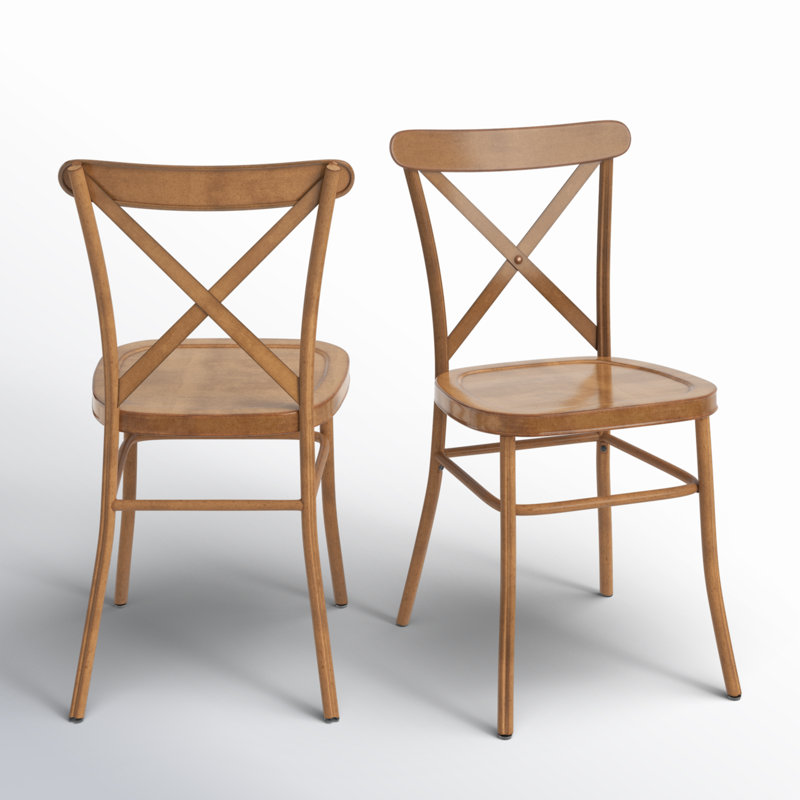 Aliha 18.51'' H Metal Side Chair, Oak