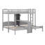 Lit superposé simple au-dessus de simple et simple avec bureau intégré et tablettes de rangement, lampe de lecture-1164727023