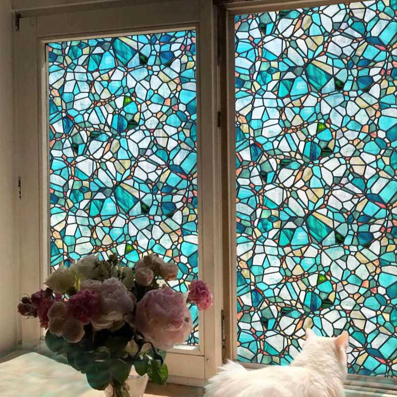 Hand-Drawn Pine Cobblestone Static Privacy Window Film