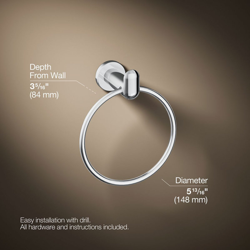 Kumin Towel Ring, Polished Chrome