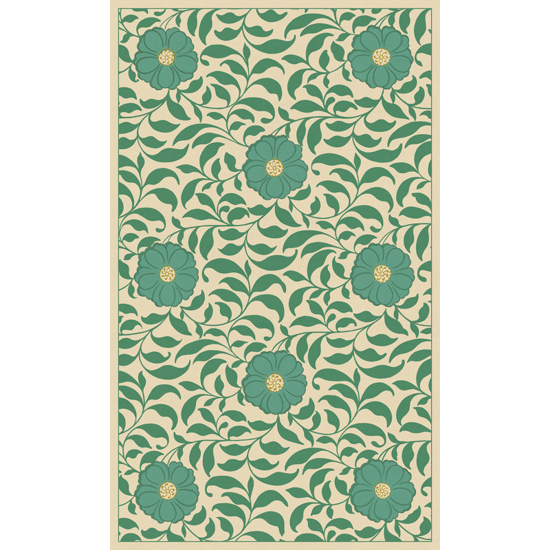 Hawarden Vinyl Floral Indoor Rug, Rectangle 1'9" x 2'8"