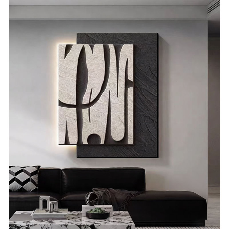Bande de grès tridimensionnelle de style zen avec peintures murales peintes claires, H 47,24 po x l 39,37 po x P 1,77 po