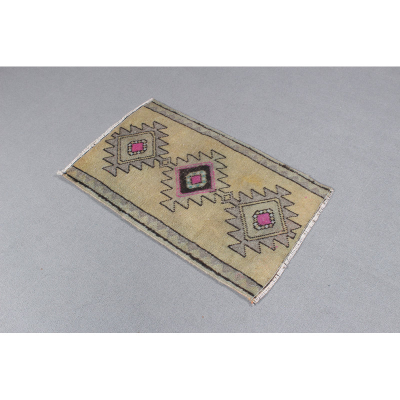 Small Green Turkish Vintage Antique Oushak Rug for Home and Entry Decor