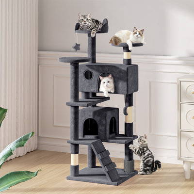 Lizzie Cat Tree Multi Level Play Tower Condo Cat Sisal Scratching Posts with Perches and Ramp