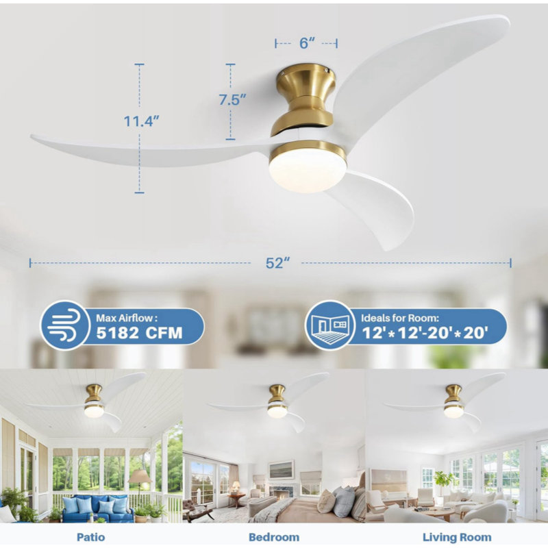 Laveah 52'' Ceiling Fan with LED Lights