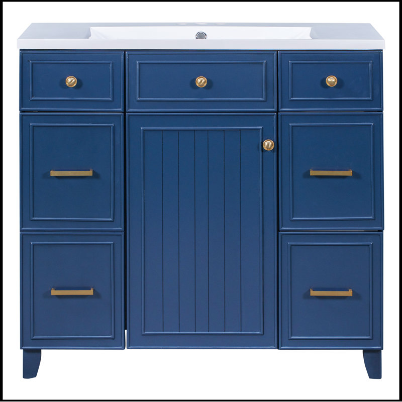 Meuble-lavabo simple avec plateau 18,00 Sandar, Bleu marine