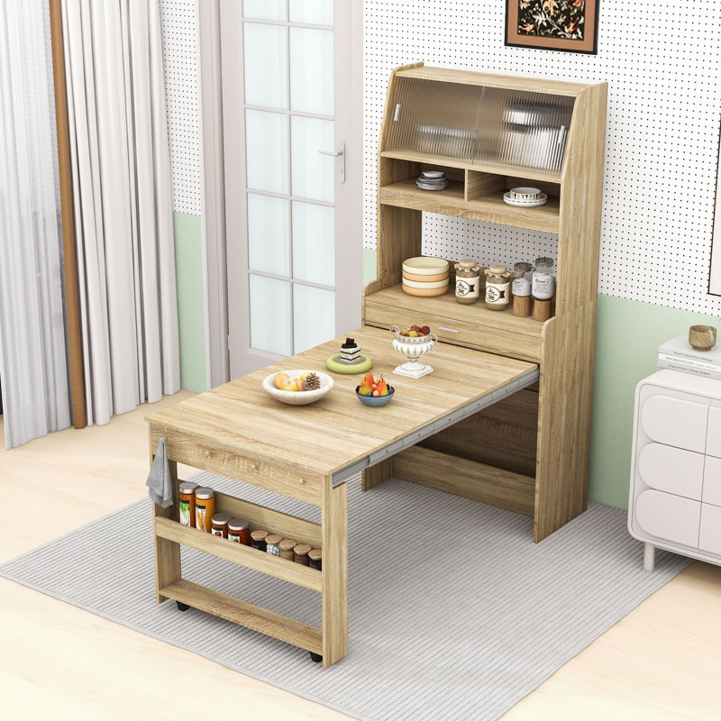Dining Table with Storage Shelf and Side Hooks