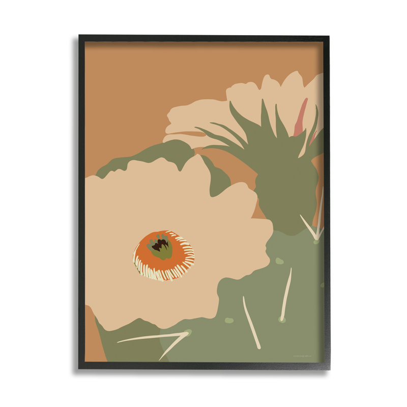 Fleur de cactus moderne, Giclée encadrée noir minuit, H 14 po x l 11 po x P 1,5 po