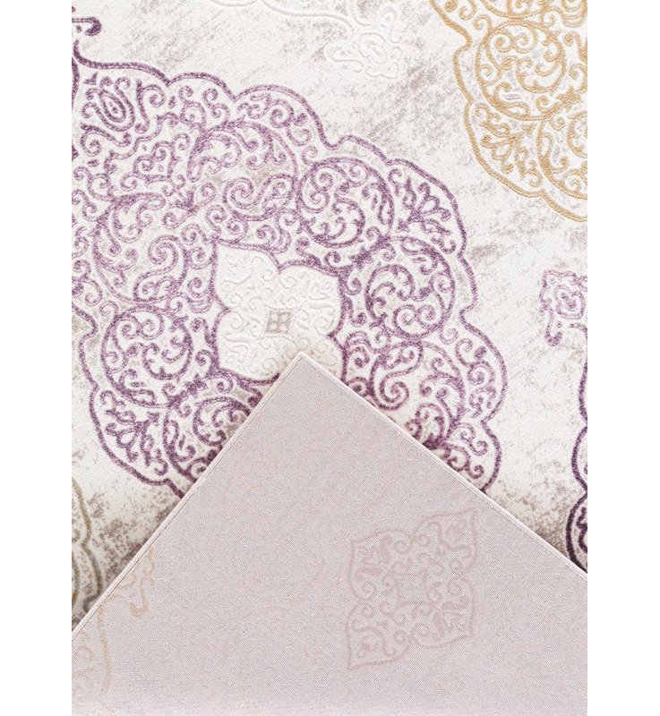 Tapis décoratif géométrique beige/mauve Taksim, Rectangle 7 pi 9 po x 9 pi 9 po