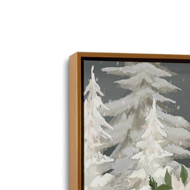 «Woodland Santa and Fox» par Cat Thurman Designs, reproduction d'art, Framed Canvas, L 36 x H 48, Or
