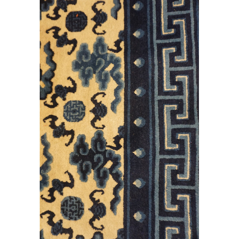 Rectangle Antique 1920s Chinese - Peking Wool Blue Knotted Room Size Rug