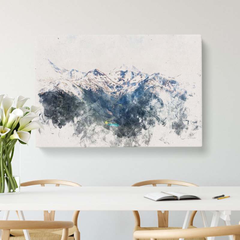 Hidden Lake in Whistler Canada Watercolour - Wrapped Canvas, 50cm H x 76cm W x 3cm D