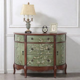 Multifunctional Half-Circle Wooden Accent Cabinet