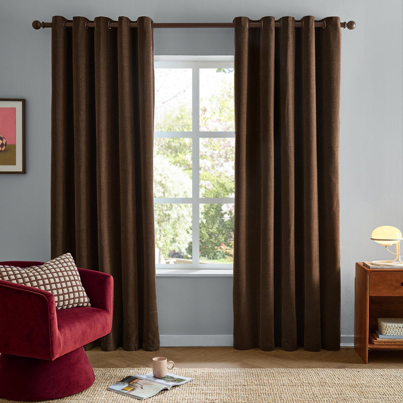 Soft Chenille Blackout Curtain Panel Pair, 229 cm Width x 229 cm Drop