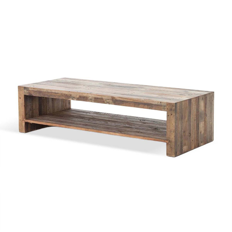 Table basse rectangulaire en bois massif, H 15,75 po x L 39,37 po x l 19,69 po