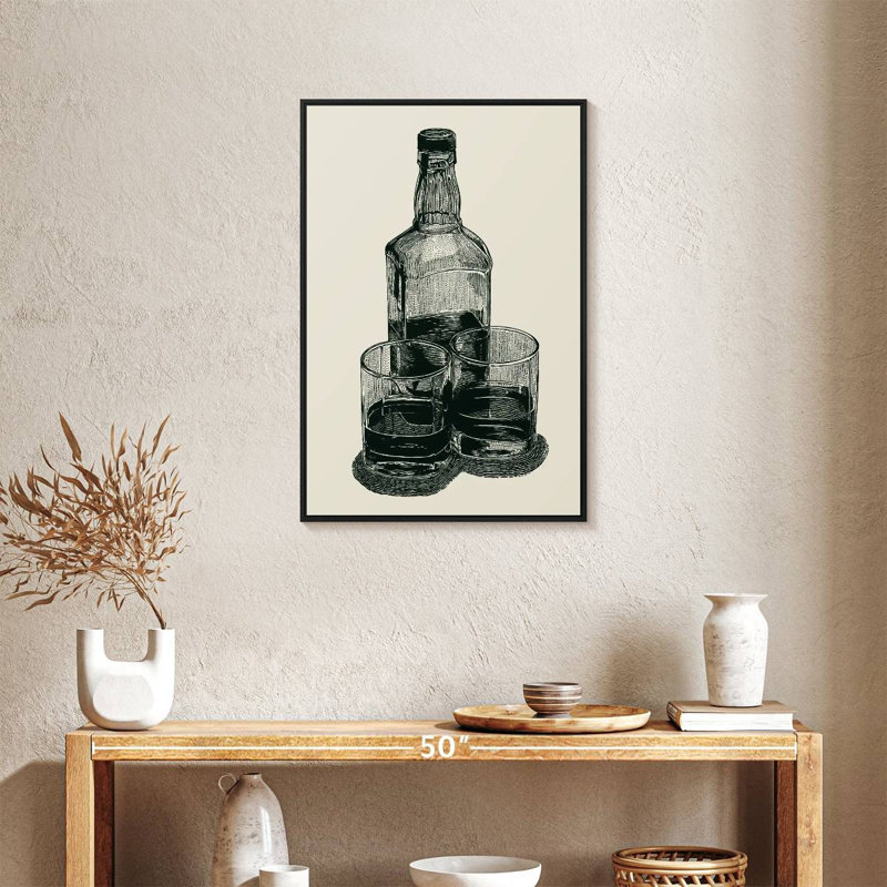 Verres à whisky rétro, Cadre flottant noir, 21 po x 31 po