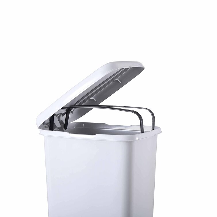 Superio 13 gal. White Smoke Plastic Swing Top Trash Can