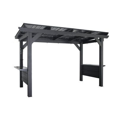 Backyard Discovery Rockport XL 12 ft. x 6 ft. Galvanized Steel Grill Gazebo with Bar Tops & PowerPort™