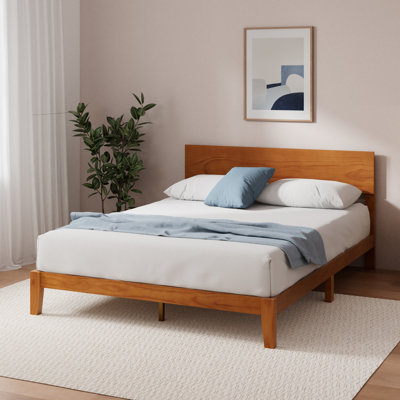 Sade Vintage Wood Bed Frame with Headboard