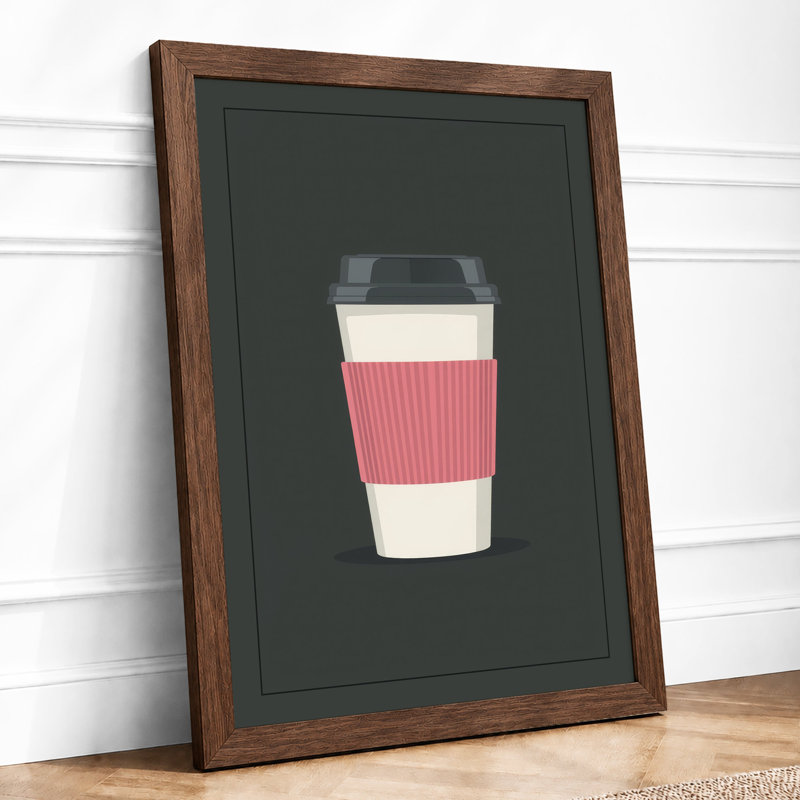 Coffee Cup Minimal Minimalist - Print, A2 - 59.4 x 42.0 cm, Walnut