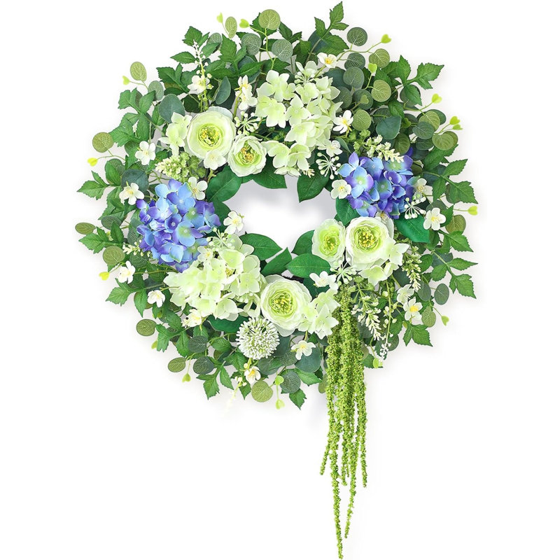 Couronne d'eucalyptus blanc et mauve 26 po