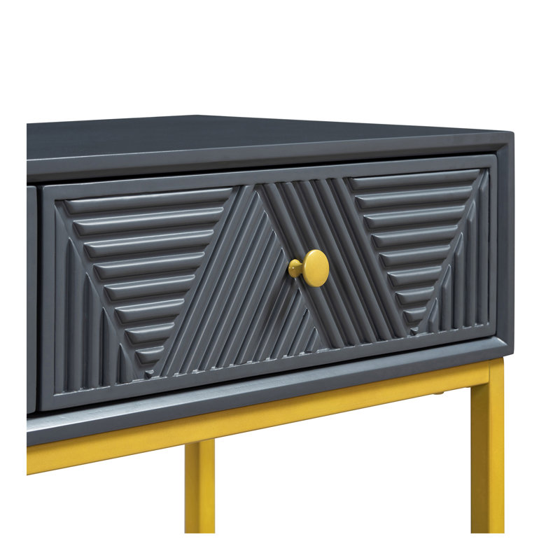 Console pour table d'entrée, console moderne élégante avec rangement, console étroite avec deux tiroirs à rayures pour le salon, gris