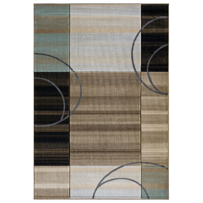 Tapis abstrait brun / beige Anjolie, Rectangle 3 pi 9 po x 5 pi 9 po