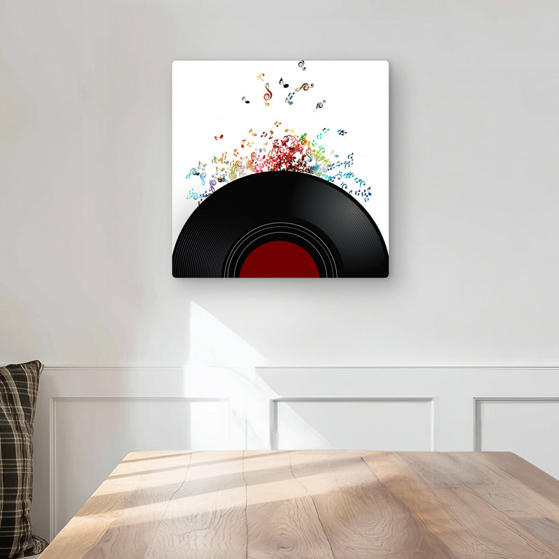 Notes Escaping from a Vinyl Record - Musical Metal Print Decor